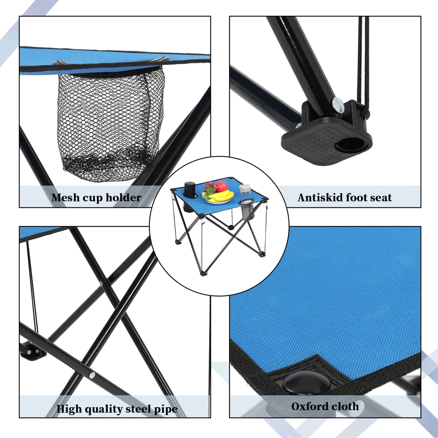 Oxford Cloth Steel Square Outdoor Travelling Folding Table