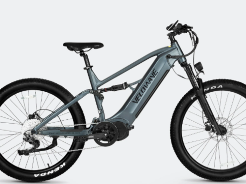 Electric mountain bike on white background