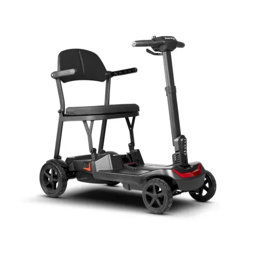 Compact black electric mobility scooter with seat