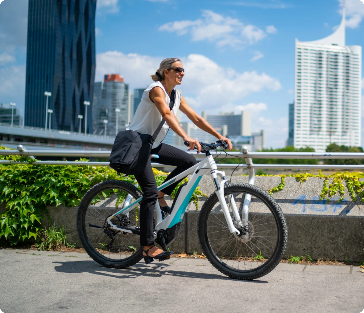 City biking on a sunny day