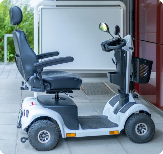 Electric mobility scooter side view
