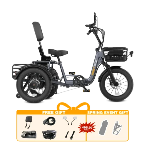 Electric tricycle mobility scooter with accessories
