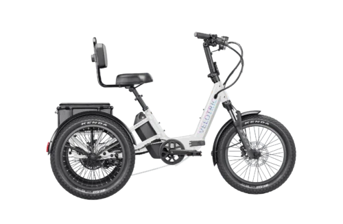 White electric adult three-wheeled cargo trike