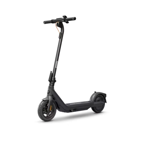 Black electric scooter on black background