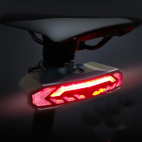 Bicycle saddle with red LED taillight