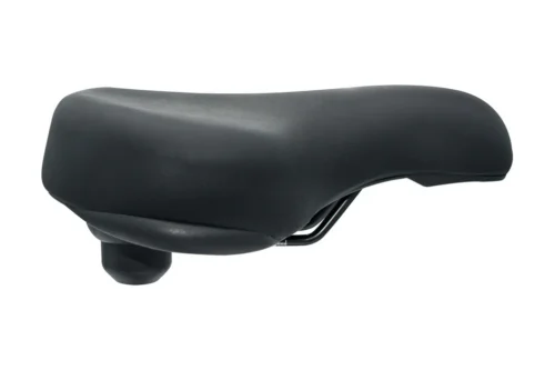 Black bicycle saddle isolated on white background