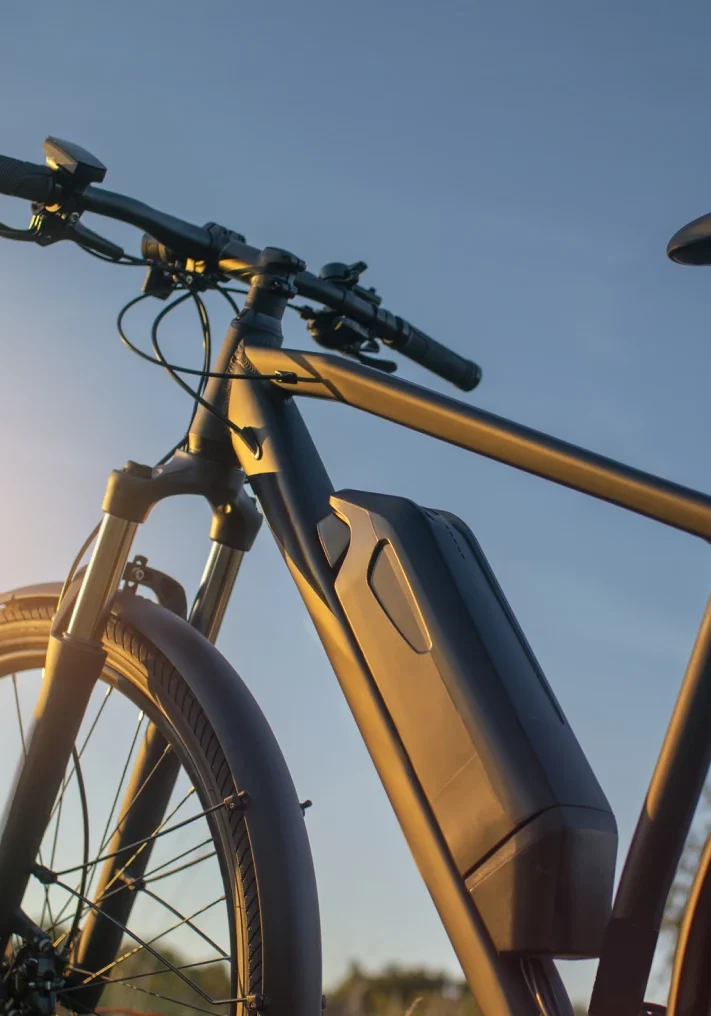 Close-up of electric bicycle handlebars